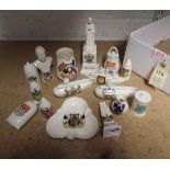 15 pieces of crested china, including Arcadian “Nurse Cavell”, arms of Blackpool, Grafton bust of “