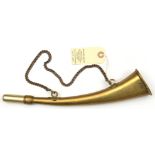 An early 20th century S African Railway brass warning horn, WM mouthpiece, with suspension chain,