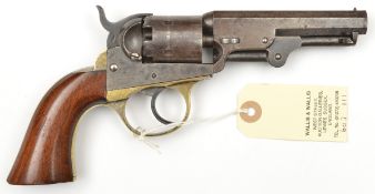 A 5 shot .31” Cooper’s patent DA percussion pocket revolver, number 3355, barrel 4” with address and