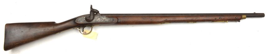A 12 bore percussion musket, 47½” overall, barrel 31½” with B’ham proofs, the lock stamped with