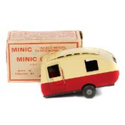 Tri-ang Minic Caravan (41M). A post-war example in two-tone red and cream with diecast wheels, black