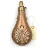 A copper powder flask “Shell & Bush” (Riling 381), common brass top, 4 position graduated nozzle (