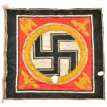 A Third Reich single sided thick printed linen flag, 50” x 50”, with rope hoisting loops. QGC (