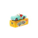 Dinky Toys Triumph TR2 Sports (111). Example in turquoise with red seats and wheels, with black