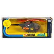 Corgi Batcopter (925). In black with 4 bladed rotas in orange with black lining, 'BAT MAN' and Bat