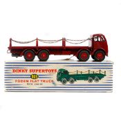 Dinky Supertoys Foden Flat Truck with Chains (905). An FG example in maroon with red wheels and