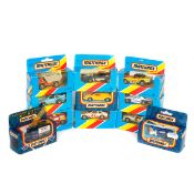 32 Matchbox 1-75 Series vehicles in 1980s blue boxes with yellow and red stripe etc. Including; MB70
