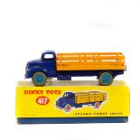 Dinky Toys Leyland Comet Lorry (417). Violet blue cab and chassis, mid-blue wheels and dark yellow