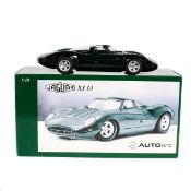 Autoart 1:18 scale Jaguar XJ13. In British Racing Green with grey wheels. Significant detail with