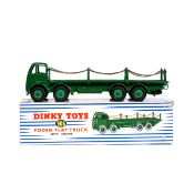 Dinky Supertoys Foden Flat Truck with chains (905). Second type green cab, chassis, body and mid