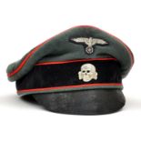 A scarce Third Reich Waffen SS Artillery officers “crusher” peaked cap, having flexible black