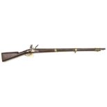 A Continental 12 bore flintlock musket, 52” overall, barrel 36½” with bayonet lug beneath the