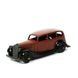 2 Dinky Toys. Vauxhall (30d). An example in Brown with black chassis and black ridged wheels. Fitted