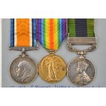 Three: BWM, Victory, (T-1953 Pte P Hawkins, The Queen’s R); IGS 1908, 1 clasp Afghanistan NWF