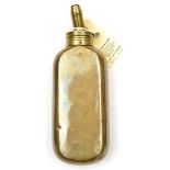 A plain brass powder flask (shape similar to Riling 1244) “Sykes Patent” brass top, sloping 3