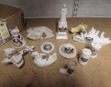 12 pieces of crested china, including Arcadian “HMS Queen Elizabeth”, arms of Plymouth, Carlton “The
