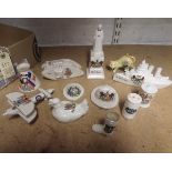 12 pieces of crested china, including Arcadian “HMS Queen Elizabeth”, arms of Plymouth, Carlton “The