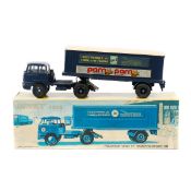 French Dinky Toys Tracteur Unic Et Semi-Remorque SNCF (803). Dark blue tractor unit and trailer.
