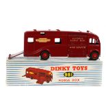 Dinky Toys Horse Box (981). In maroon British Railways livery, example with red wheels and black