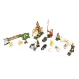 A quantity of 1930s Britains Lead Garden, Farm and Zoo items. Garden items including; flower beds,
