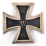 A 1914 Iron Cross 1st Class, with ferrous centre, the back amateurishly engraved “Panzer Abt. 1.