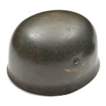 A WWII style German 2nd model single decal paratrooper helmet, the skull with smooth grey finish and