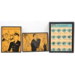 2 WWII R Navy cartoons, black printed on glass, “Did you get home all right last night,