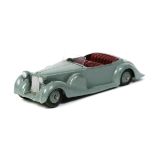 Dinky Toys Lagonda Sports Coupe (38c). In grey with maroon seats and grey ridged wheels. Fitted with