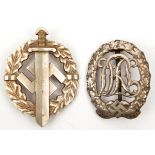 A good Third Reich SA sports badge in silver, by Berg & Nolte AG, Ludensheid; and a DRL sports badge