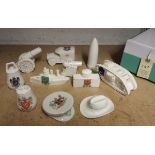 10 pieces of crested china, including Savoy China tank “HMS Donner. Blitzen”, arms of Portsmouth,