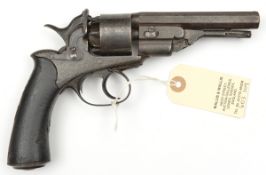 A 5 shot 90 bore Daw’s Patent DA percussion revolver, 8½” overall, octagonal barrel; 4½”, the top