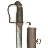 A 1796 light cavalry trooper’s sword, curved, shallow fullered blade 32½”, with inspector’s stamp at
