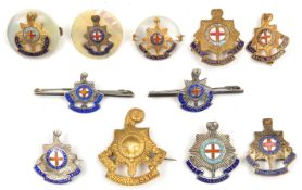 10 various R Sussex Regt sweetheart badges, including enamelled “Silver” and “Sterling” as for cap