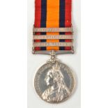 QSA, 3 clasps CC, SA01, SA02 (6690 Pte J Miller L.N. Lanc Regt) GVF (non original rivets betwixt 1st