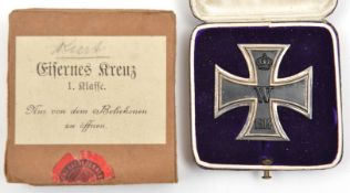 A good 1914 Iron Cross 1st class, with ferrous centre and narrow slightly rounded pin, the back
