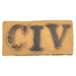 A bronze 3 part shoulder title of the City Imperial Volunteers, capital C, I and V, blade