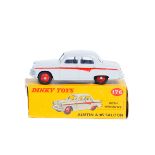 Dinky Toys Austin A105 Saloon (176). In light grey with red flash and wheels, with black treaded