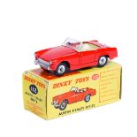 Dinky Toys Austin Healey Sprite (112). In red with cream interior, dished spun wheels with black