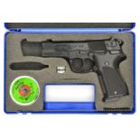 A .177” Walther CP88 CO2 automatic style repeating air pistol, number A8363329, VGC (a few small