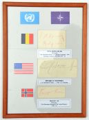 3 autographs: “Trygve Lie” first Sec. General, UN, “P H Spaak, Belgium” Paul-Henri Spaak, first