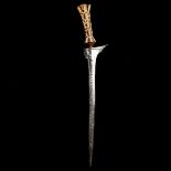 A Balinese dagger kris. 19th century or earlier straight DE blade 48cms with distinctive pamor,