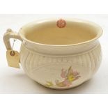 An RFC transfer printed chamber pot, floral panels on the outside, 2 RFC badges as for cap on the