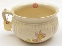 An RFC transfer printed chamber pot, floral panels on the outside, 2 RFC badges as for cap on the