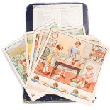 A 1920s/30s folder containing pictorial cards for 'Teaching in Practice for Infant Schools' by