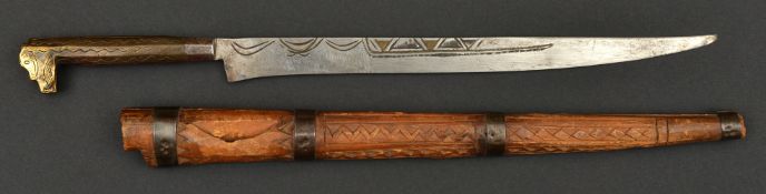 A North African dagger flyssa. 20th century, slightly swollen blade 26cms chiselled with some