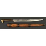 A North African dagger flyssa. 20th century, slightly swollen blade 26cms chiselled with some