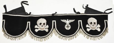 A good Third Reich band kettle drum drape, of black cloth with silver bullion edges and tassels, the