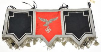 A good Third Reich Luftwaffe band kettle drum drape, of thick black cloth with silver bullion edging