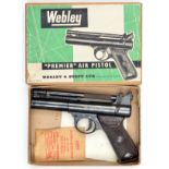 A .22” Webley Premier “D” series air pistol, batch number 3577, with 5 pin trigger block, trigger