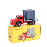 French Dinky Berliet Avec Container (34B). Cab in red oxide red with black mudguards, dark grey rear